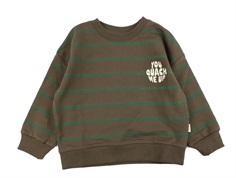 Petit Piao chocolate brown line striped sweatshirt